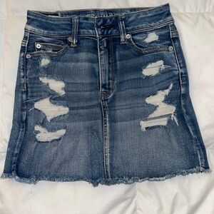 Distressed Denim Skirt